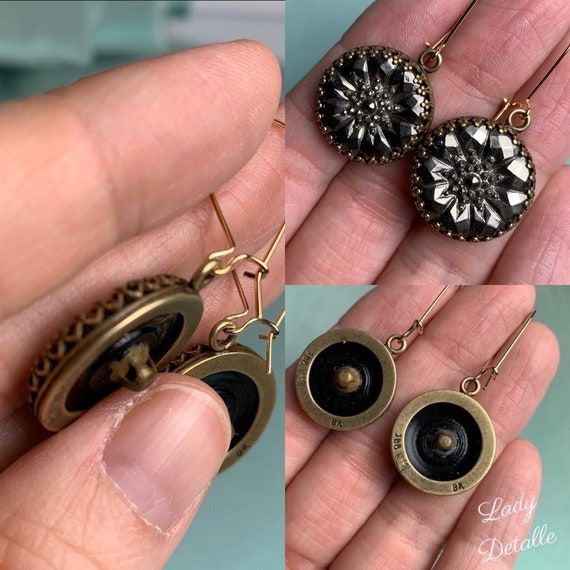 As Seen in The Gilded Age Antique Victorian Button Earrings Large Round 16K Gold Thin Wires Antique Victorian Button Crown Earrings