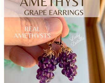 Amethyst Grape Earrings, Dangle Earrings, Gemstone Jewelry