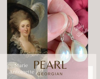 Sterling Marie Antoinette BAROQUE PEARL Earrings, 925 Sterling Silver Earrings Pearl, Large real Baroque Pearl Georgian Queen Royal Earrings