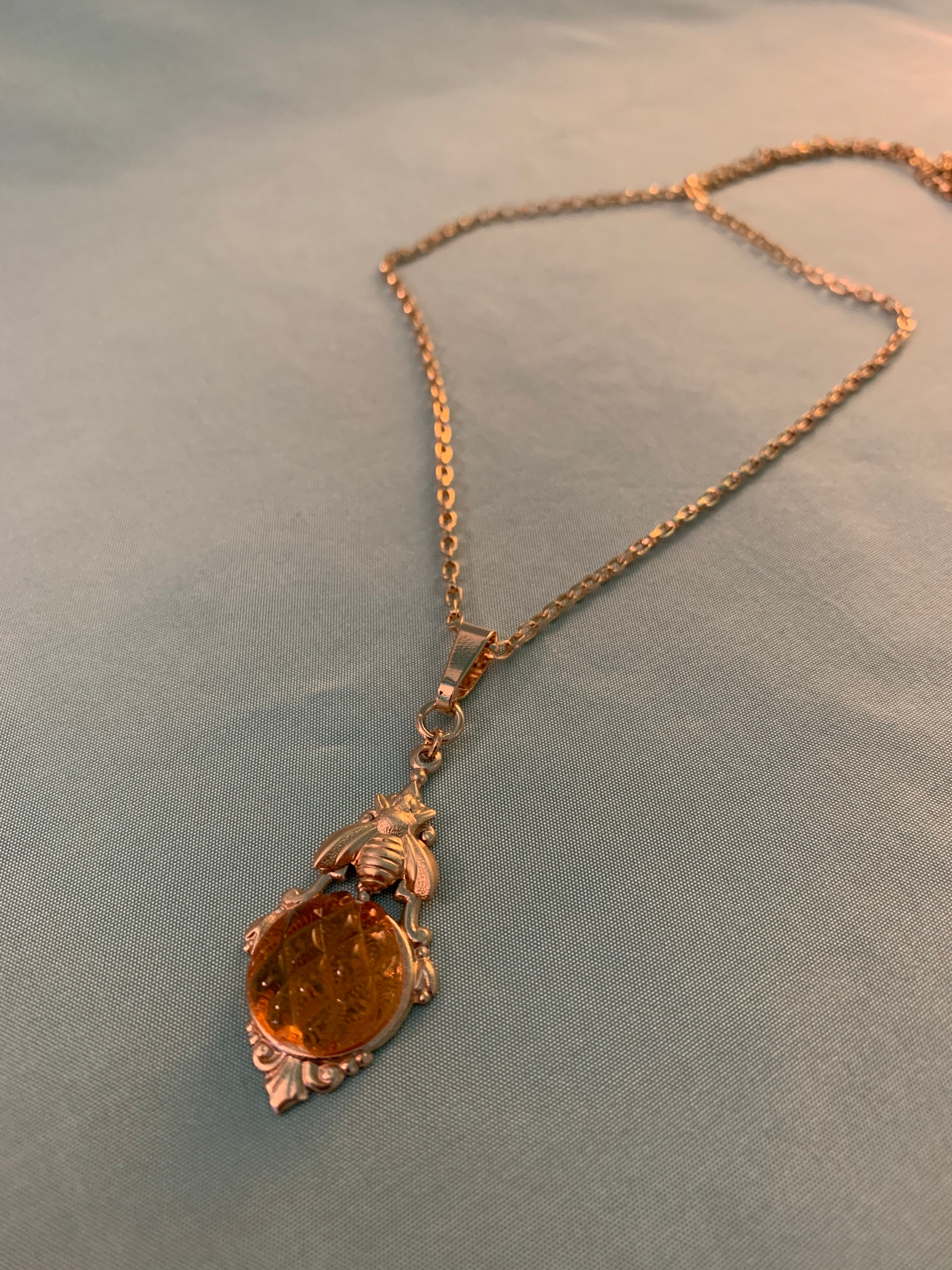 BEE Glass REGENCY Pendant Necklace, Empress Josephine BEE BEE Glass REGENCY Pendant Necklace, Empress Josephine BEE