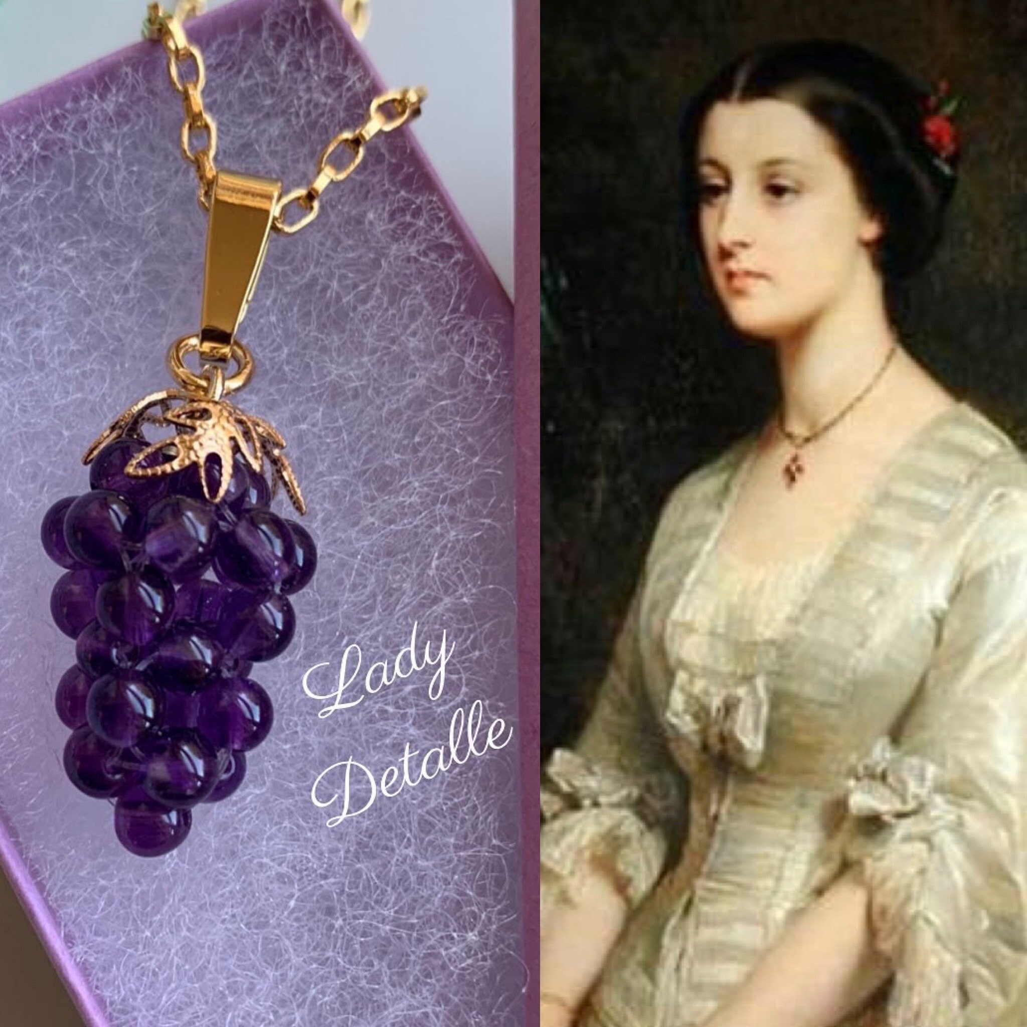 アメジスト グレープネックレス、ビクトリア朝のグレープペンダント