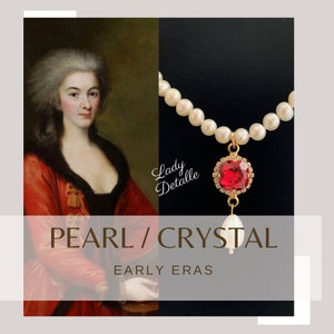 TUDOR Queen PEARL Necklace, 16k gold Historic Reproduction Tudor Queen Elizabeth Anne Boleyn Fine Near Round real Pearl Crystal Necklace