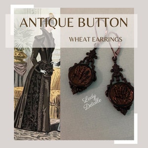 Antike viktorianische Mourning WHEAT BUTTON Ohrringe, mattschwarze Mourning WHEAT KNOPF Ohrringe, antike viktorianische feine Knopfohrringe