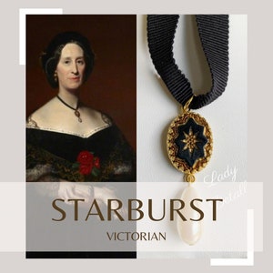 INTAILLE dorée et noire, collier ras de cou ruban, intailles OVALES noir de jais et or, reproduction de collier ras de cou ruban victorien image 1