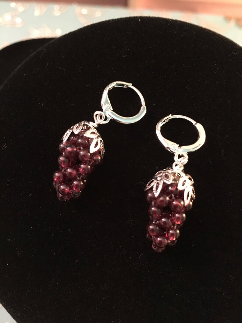 ORIGINAL Grape GARNET Earrings by Lady Detalle Silver | Etsy