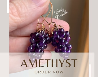 【新品未使用品】  グレープペンダント アメジスト グレープネックレス、ビクトリア朝のグレープペンダント