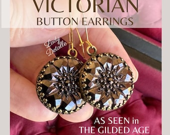 Boucles D'oreilles Victoriennes Anciennes En Or Rempli - Boutons De Manchette Convertis Avec Pierres En Pâte (années 1890)