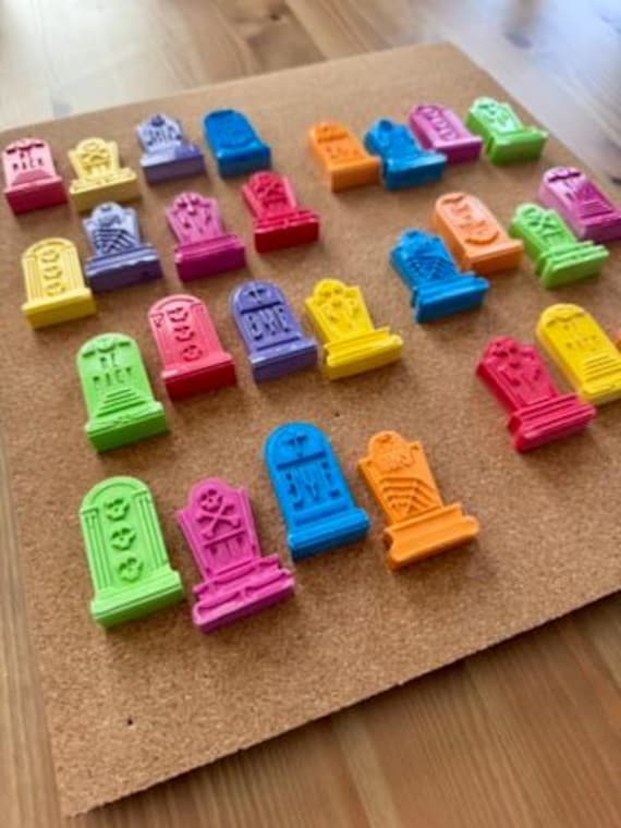 Miniature rainbow ceramic resin headstones | Halloween decor | plant accessories