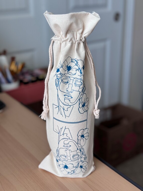 One line modern art wine bag | male art | abstract wine bag | gift bag