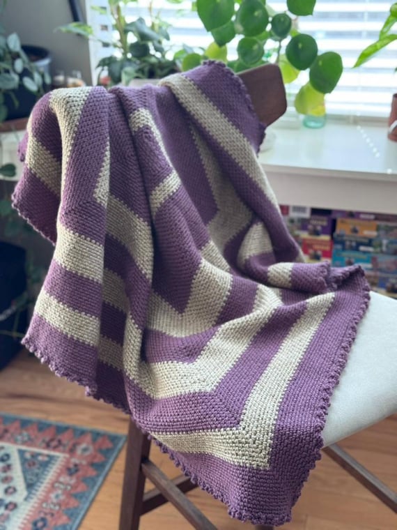 Square Purple Crochet Blanket | Crochet Afghan | Throw