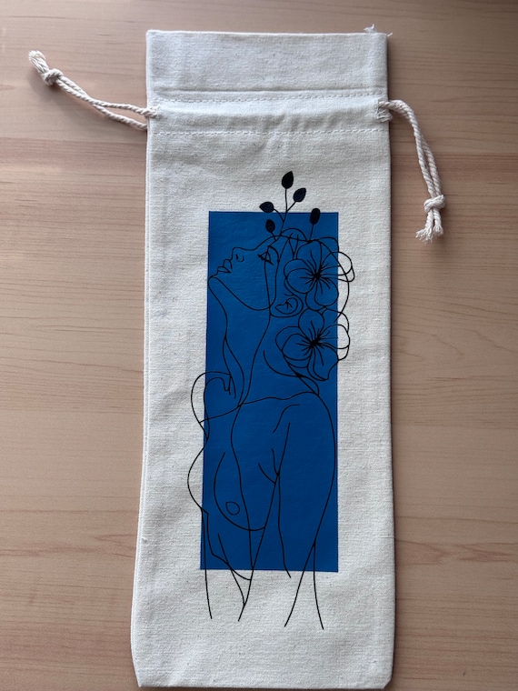 One line modern art wine bag | female art | abstract wine bag | gift bag