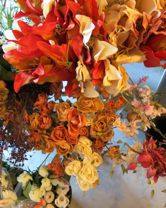 Clearance 100 Stem Assorted Silk Flowers And Foliage Mixed Etsy