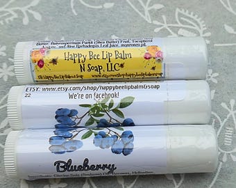 Lip balm All Natural Blueberry Lip Balm: Beeswax, Shea Butter