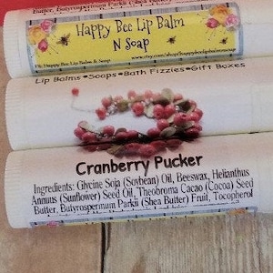 All natural lip balm/ CRANBERRY PUCKER/ flavored lip balm/ chapstick
