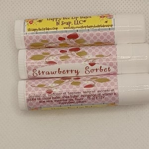 Strawberry Sorbet Lip Balm: All Natural Beeswax, Shea & Mongongo Oil