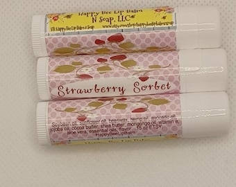 All natural lip balm/ STRAWBERRY SORBET/ flavored lip balm/ chapstick