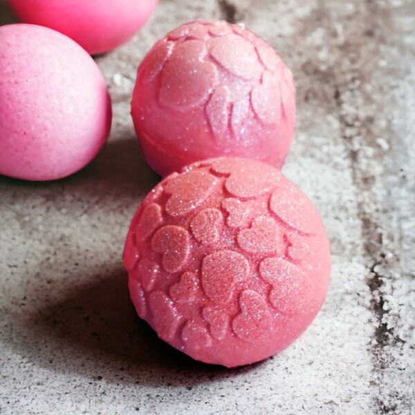 PINK BATH BOMB/ hearts bath bomb / Winter Fairy Scent/ 9 oz/ heart bath bomb bath bombs for kids/ valentine gifts