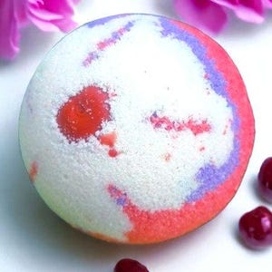 Large Cherry Almond Bath Bomb: Organic Shea & Cocoa Butter