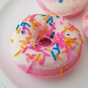 DONUT BATH BOMB/ raspberry cream/ organic bath bombs/bath bombs for kids
