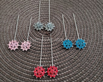 Hijab pin/Shawl pins- set of 4 rhinestone hijab pins red, blue, pink and grey