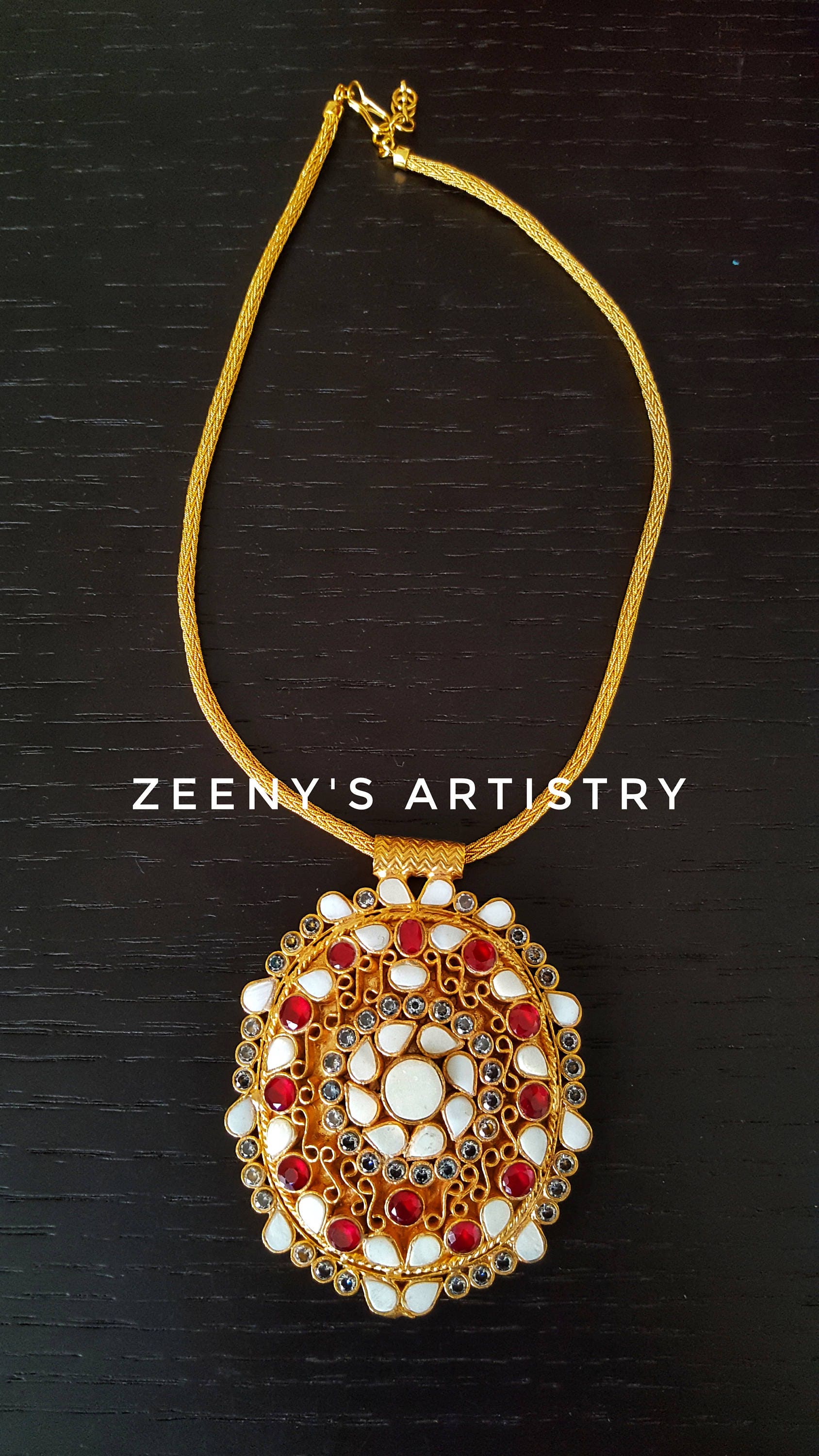 Necklace With Pendant 22k Gold Plated Large Heavy Pendant Etsy Canada