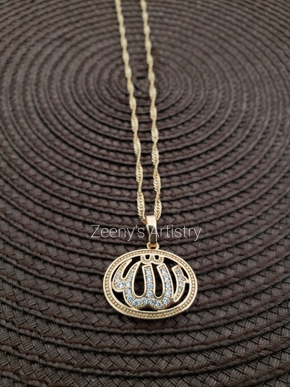 Pendant With Necklace 18k Gold Plated Oval - Ayatul Kursi Pendant Gold In Dubai Pendant With Necklace 18k Gold Plated Oval - Ayatul Kursi Pendant Gold In Dubai