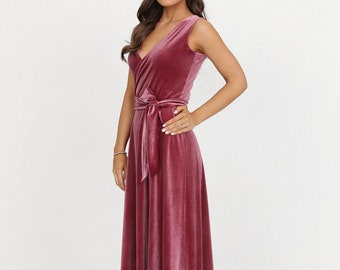 Velvet Dress, Bridesmaid Dress, A-Line Dress, Elegant Dress, Sleeveless Maxi Dress, Dress Wedding Guest Chianti Dress