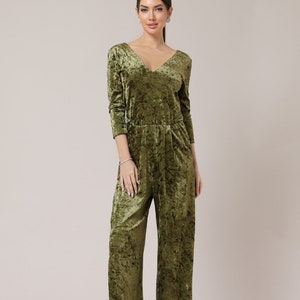 Velvet jumpsuit wide leg women jumpsuit velvet bridesmaid jumpsuit party jumpsuit