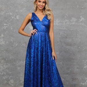 Blue Metallic Dress, Iridescent Bridesmaid Dress, Holographic Dress, Performance Stage Dress, Club Dress, Party Wear Dress, Disco Dress image 1