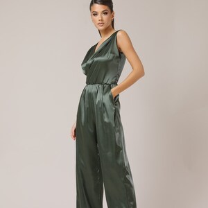 Satin jumpsuit cocktail jumpsuit elegant jumpsuit wide leg sleeveless formal jumpsuit wedding guest jumpsuit party wear bridesmaid jumpsuit