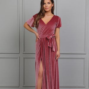 Elegant Velvet Formal Dress, Velvet Bridesmaid Dress, Evening Maxi Dress