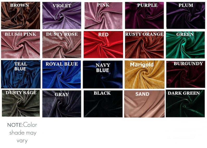 velvet color palette for velvet dresses