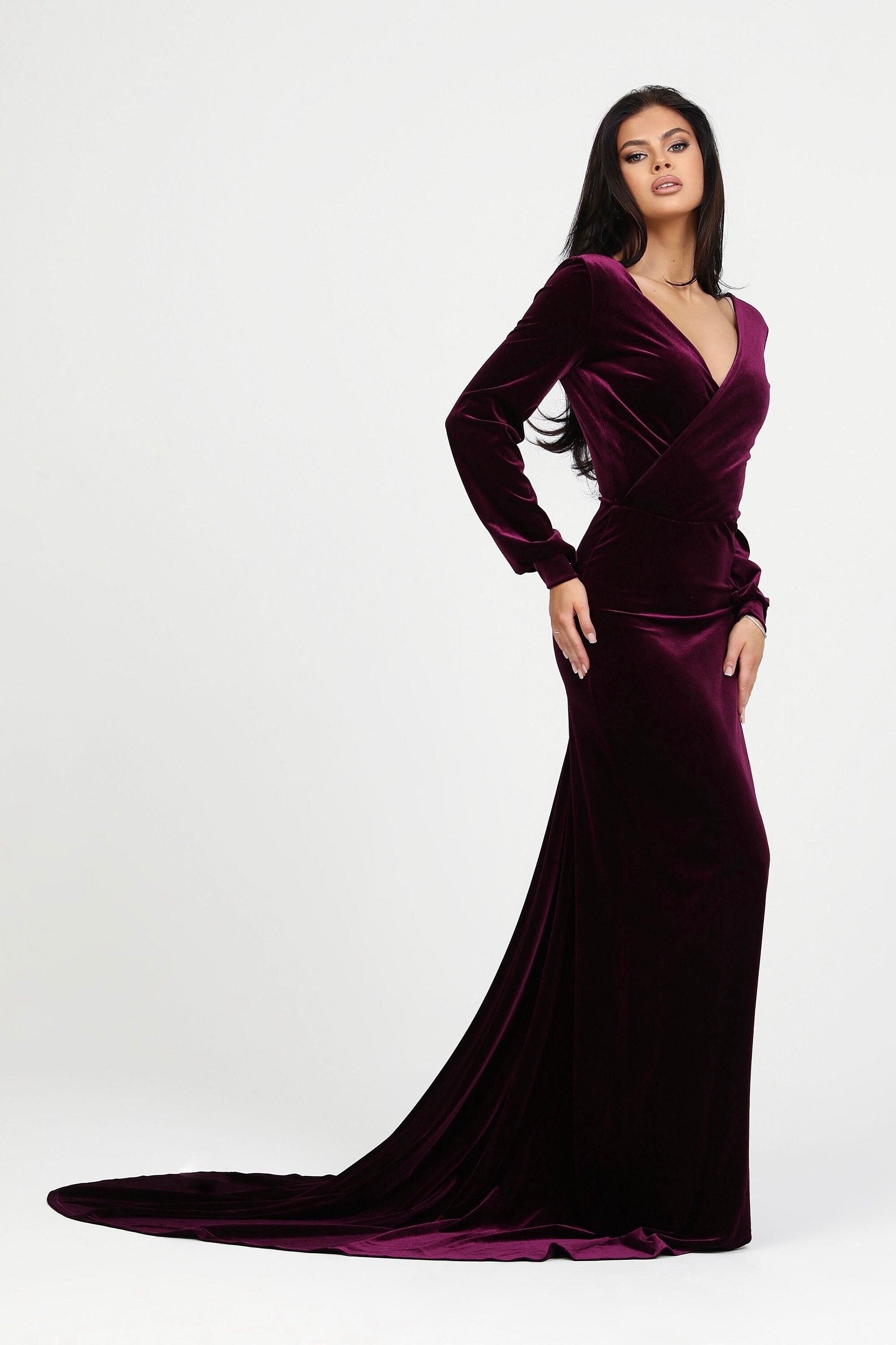 Purple velvet gown