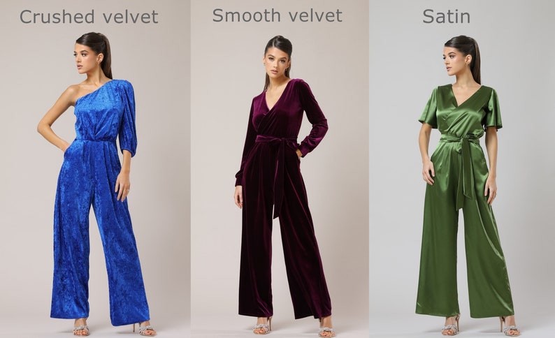 Dark green jumpsuit, jumpsuit for women, bridesmaid velvet jumpsuit, wedding guest jumpsuit, wide leg jumpsuit party jumpsuit, green velvet jumpsuit cocktail jumpsuit evening jumpsuit party wear, formal jumpsuit women, date night, wide leg, occasion