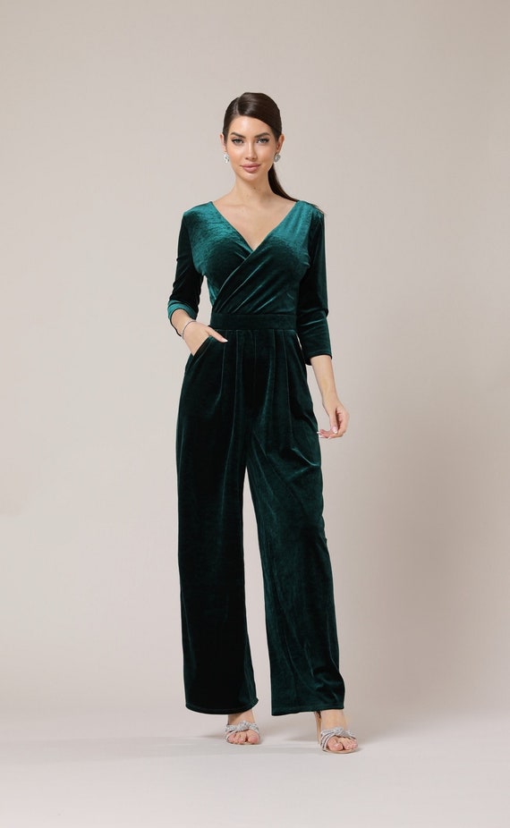 Black Elegant Jumpsuit, Long Sleeve Jumpsuit Formal, Dressy