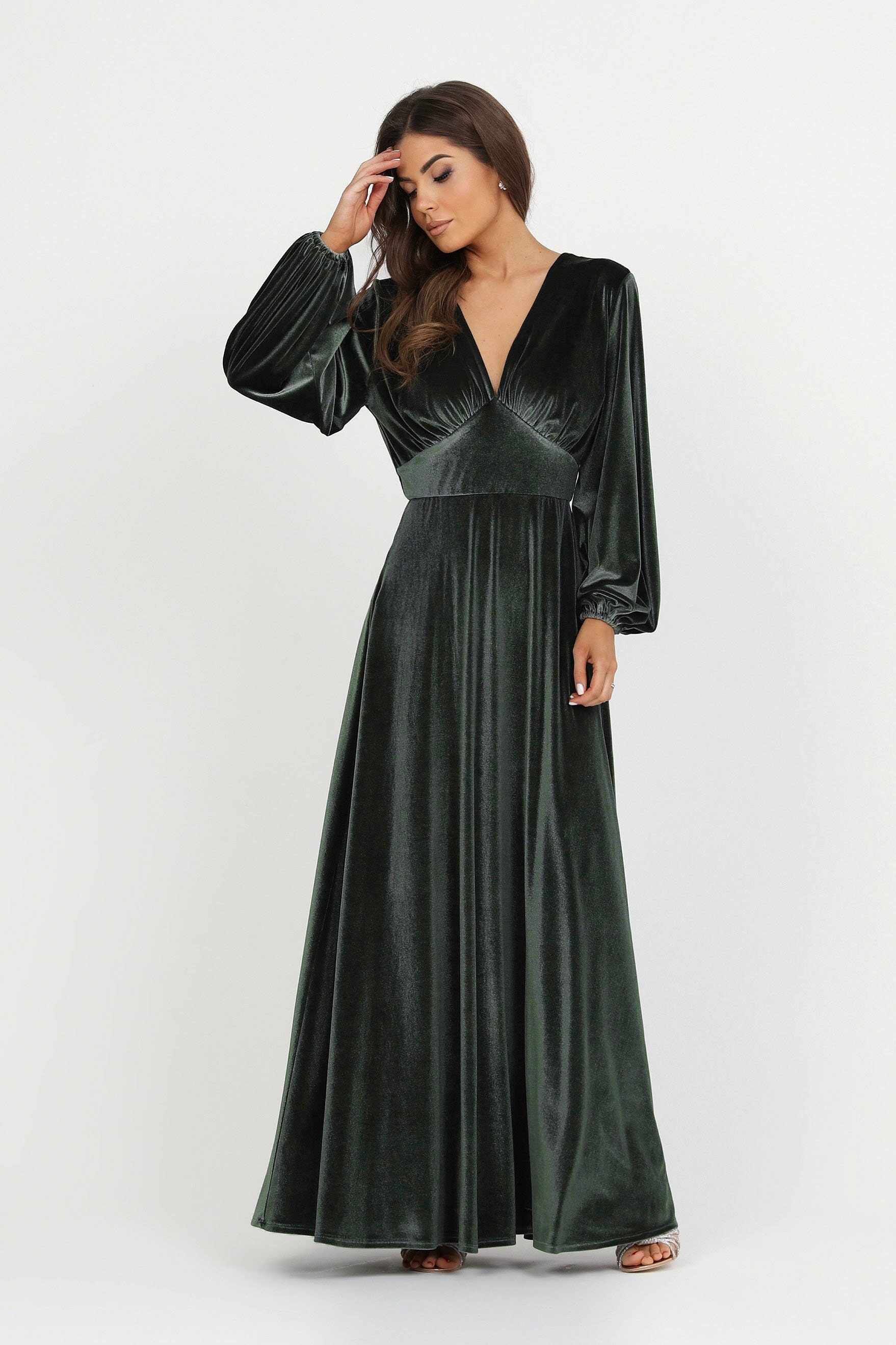 Velvet Sage Green Long Sleeve Bridesmaid Dress - Etsy