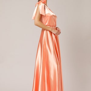 A-Line Backless V-Neck Satin Cocktail Dress Peach