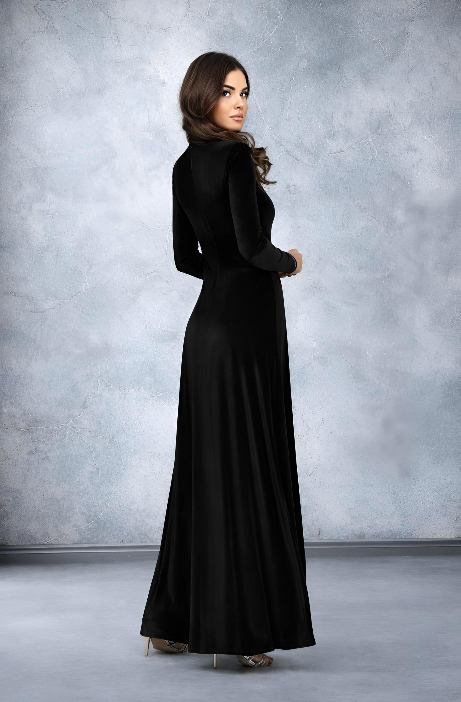 Party Dresses Black Velvet Long Frock Design Black Wedding Velvet Dress,  Long Sleeve Elegant Gown, High