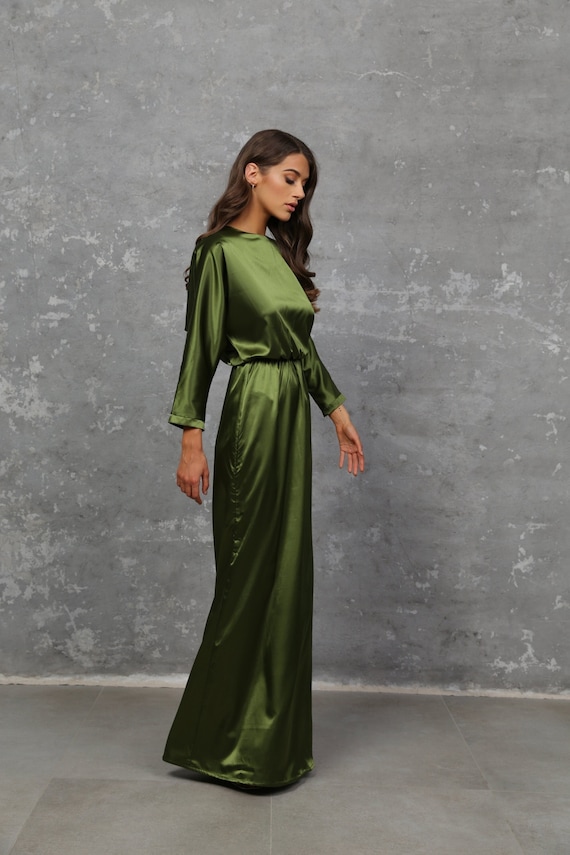 green emerald velvet dress Long Sequin Formal Dress with Long Sleeves– PromGirl