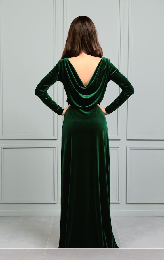 long sleeve cowl back maxi dress long sleeve cut out back dress Rosalee