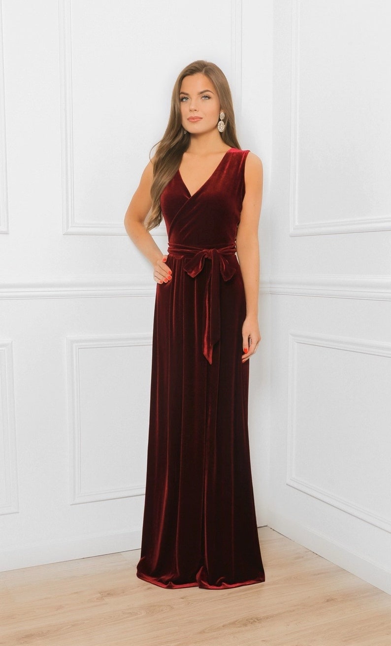 dark burgundy velvet dress