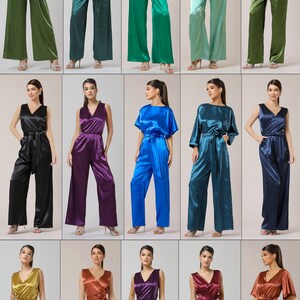 jumpsuit wide leg satin date night party wear jumpsuit for woman jumpsuit women for party bridesmaid jumpsuit maid of honor wedding guest outfit bridesmaid dress