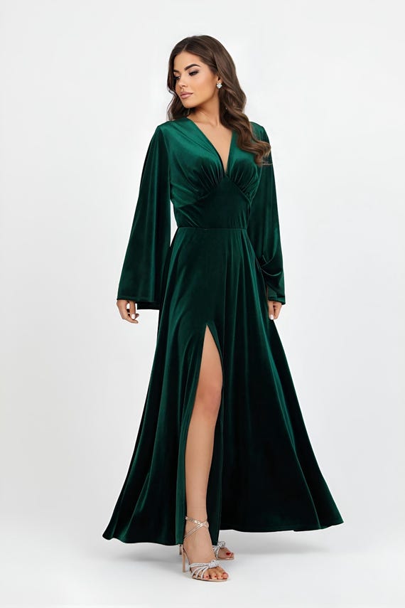 fall velvet wedding guest dresses Ever-Pretty Graceful V-Neck Waist Design Velvet Midi Summer Formal Wedding Guest Dress