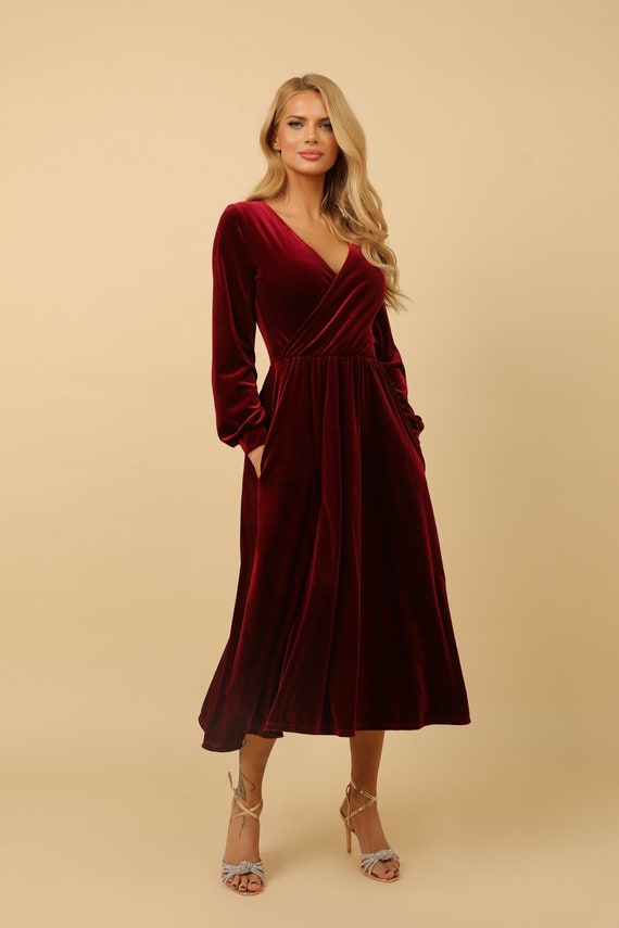 Burgundy midi bridesmaid dress new arrivals