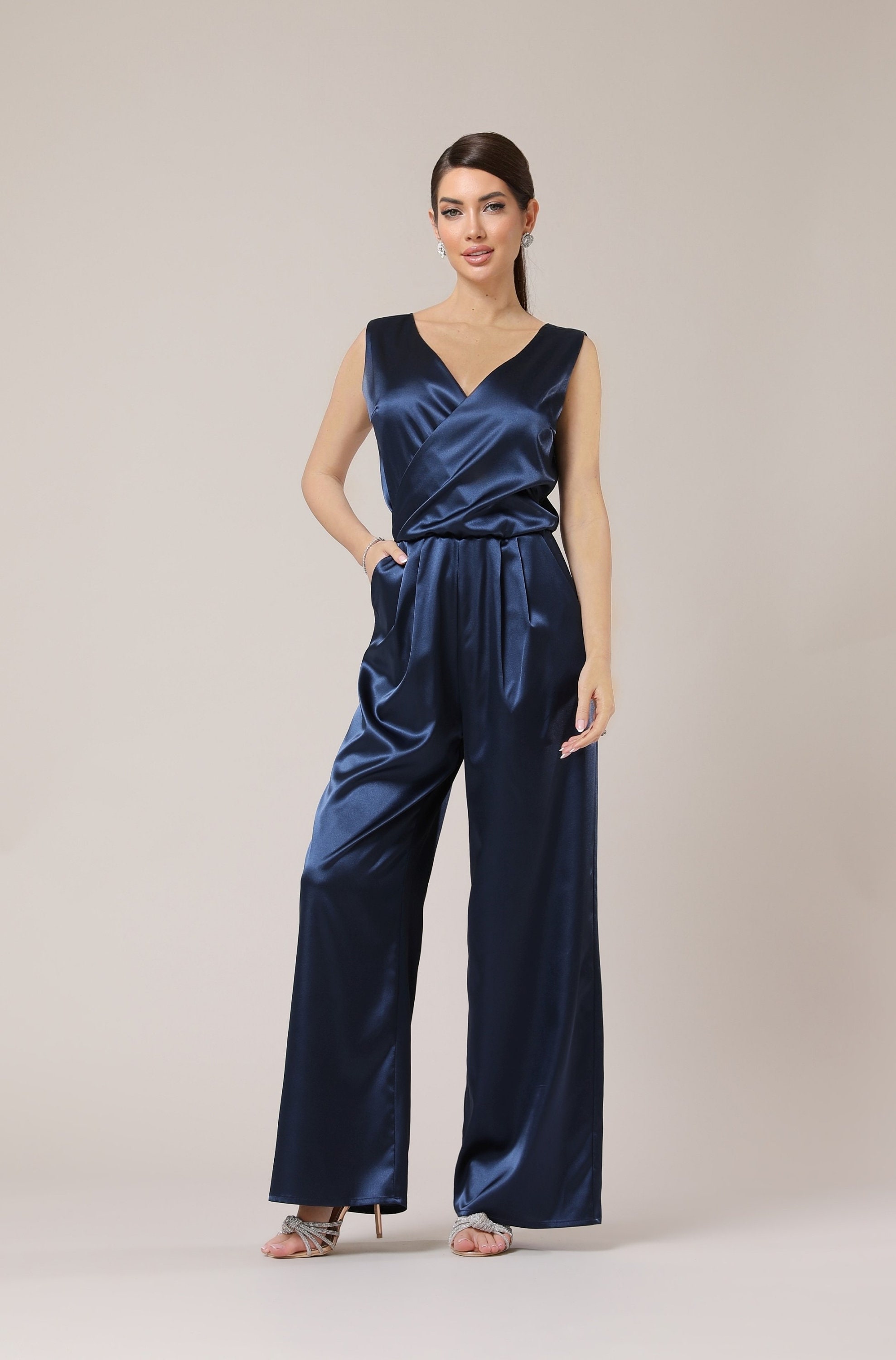 LONG SARONG PANTS JUMPSUIT - Navy blue