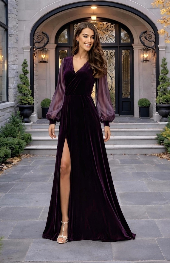 velvet a line maxi dress Plum Dress, Long Sheer Sleeve A-line Dress, Formal Evening Gown, Wedding Guest Woman's Summer Dresses | hide:siiys %0D%0A%0D%0A%26nbsp%3B%0D%0A%0D%0A%26nbsp%3B%0D%0A*%26nbsp%3BOrder%20one%20size%20up%20for%20a%20relaxed%20fit SIZE:26W