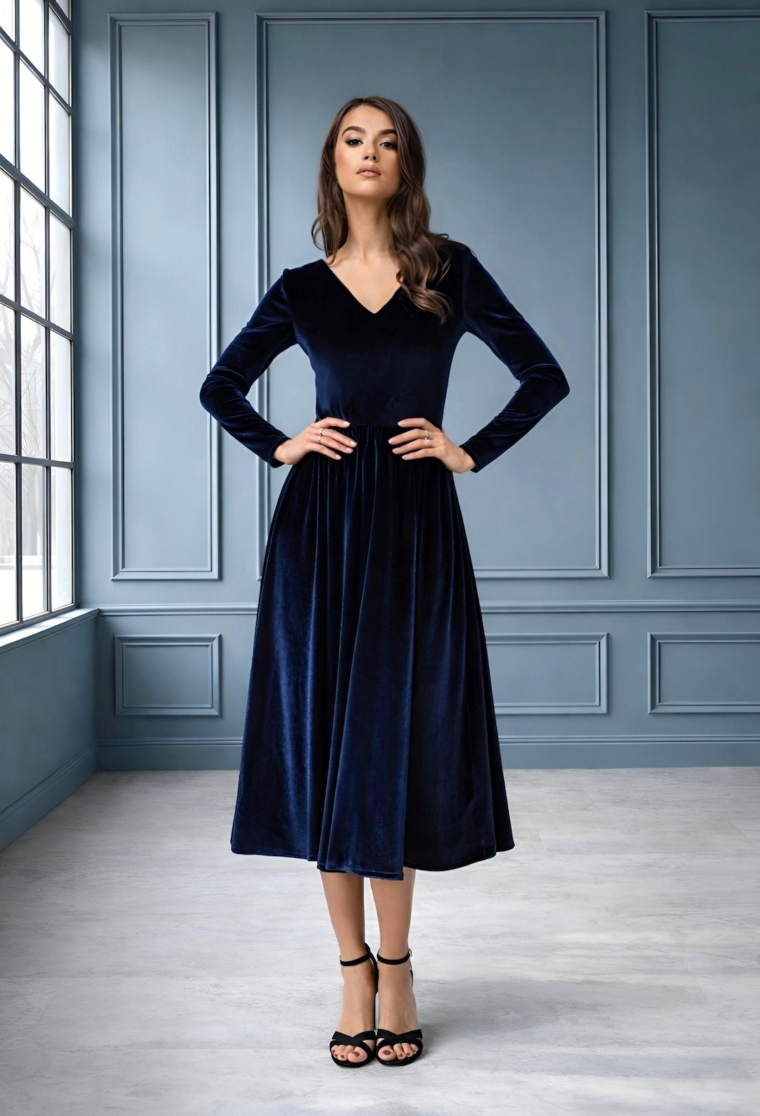 navy blue dress strapless A-line Long Evening Prom Dresses, PM1080 – PromMoment stretch material pair:lara-rose-satin-heel-black Vestido Maxi Royalty - Garment:Ruffle Dress