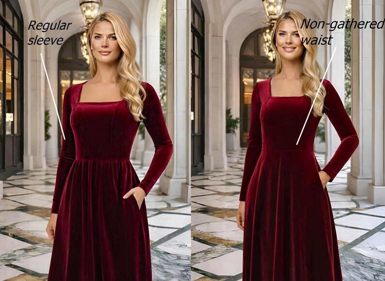 burgundy velvet dress for women