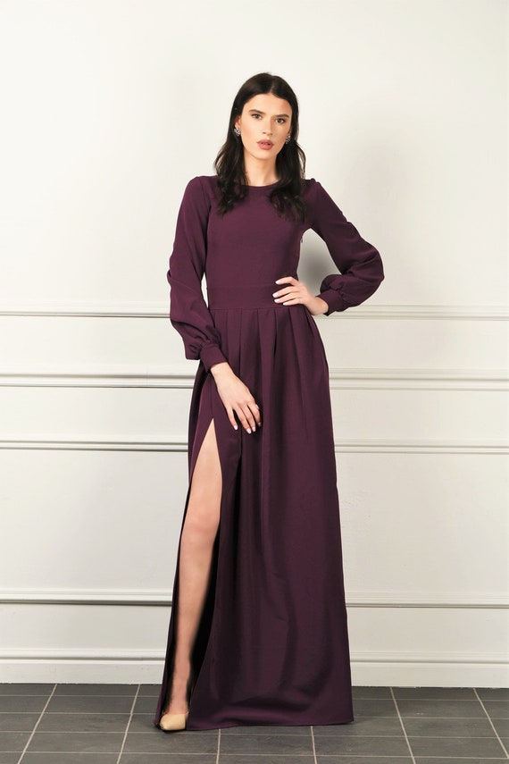 dark purple maxi dress