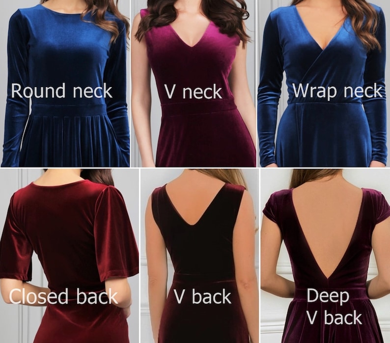 Velvet Dress, Bridesmaid Dress, Long Black Dress Long Sleeve, A Line Dress, Deep V Neck, Evening Dress, Maid Of Honor, Party Dress image 3